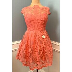 Chi Chi London Dress Womens 6 (UK 10) Petite Tori Lace Embroidered Skater Party